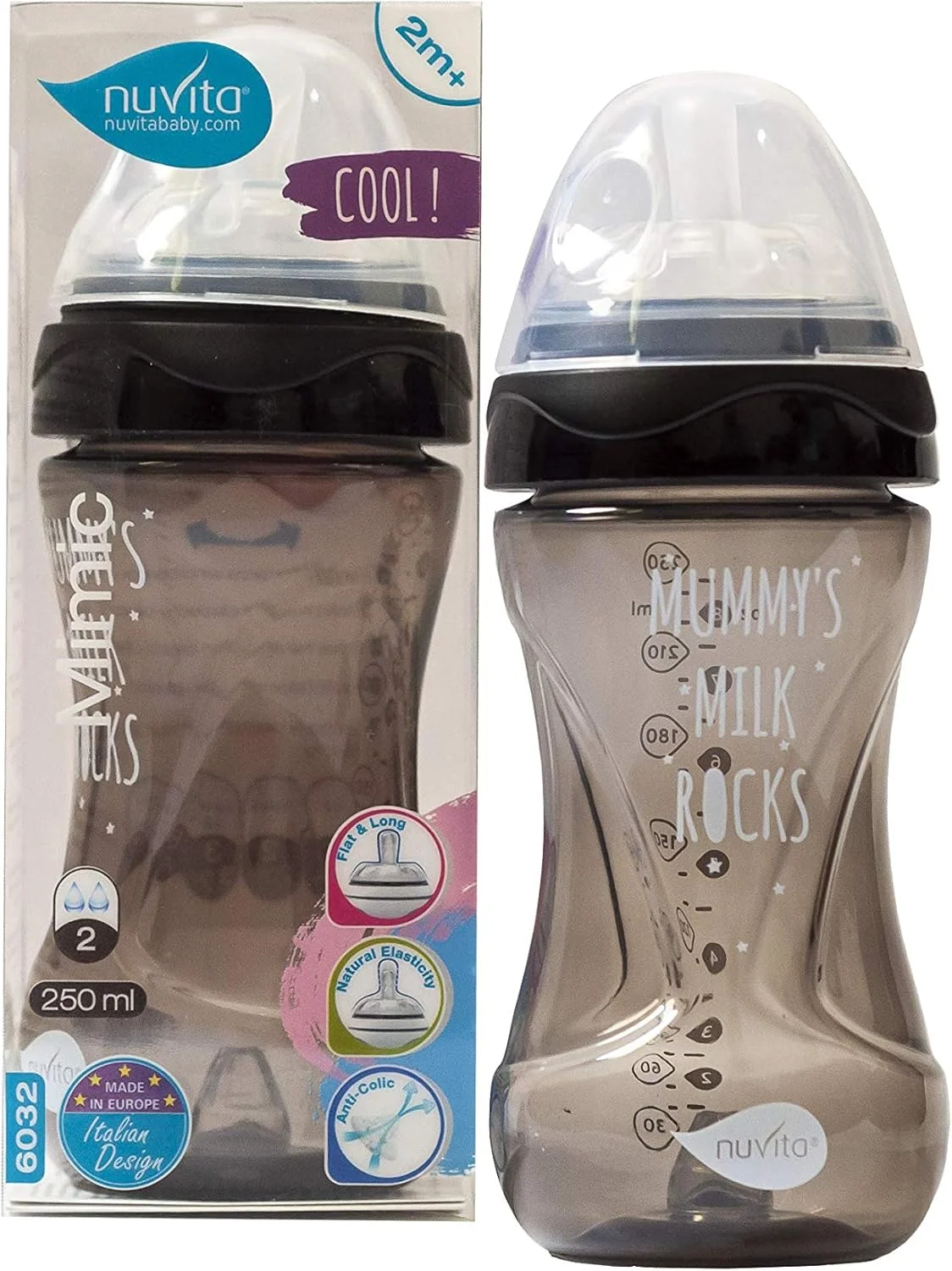 شیشه شیر ضد کولیک نوویتا میمیک کول، 250 میلی لیتر، مشکی، یک عدد شیشه شیر ضد کولیک نوویتا میمیک کول، 250 میلی لیتر، مشکی، یک عدد