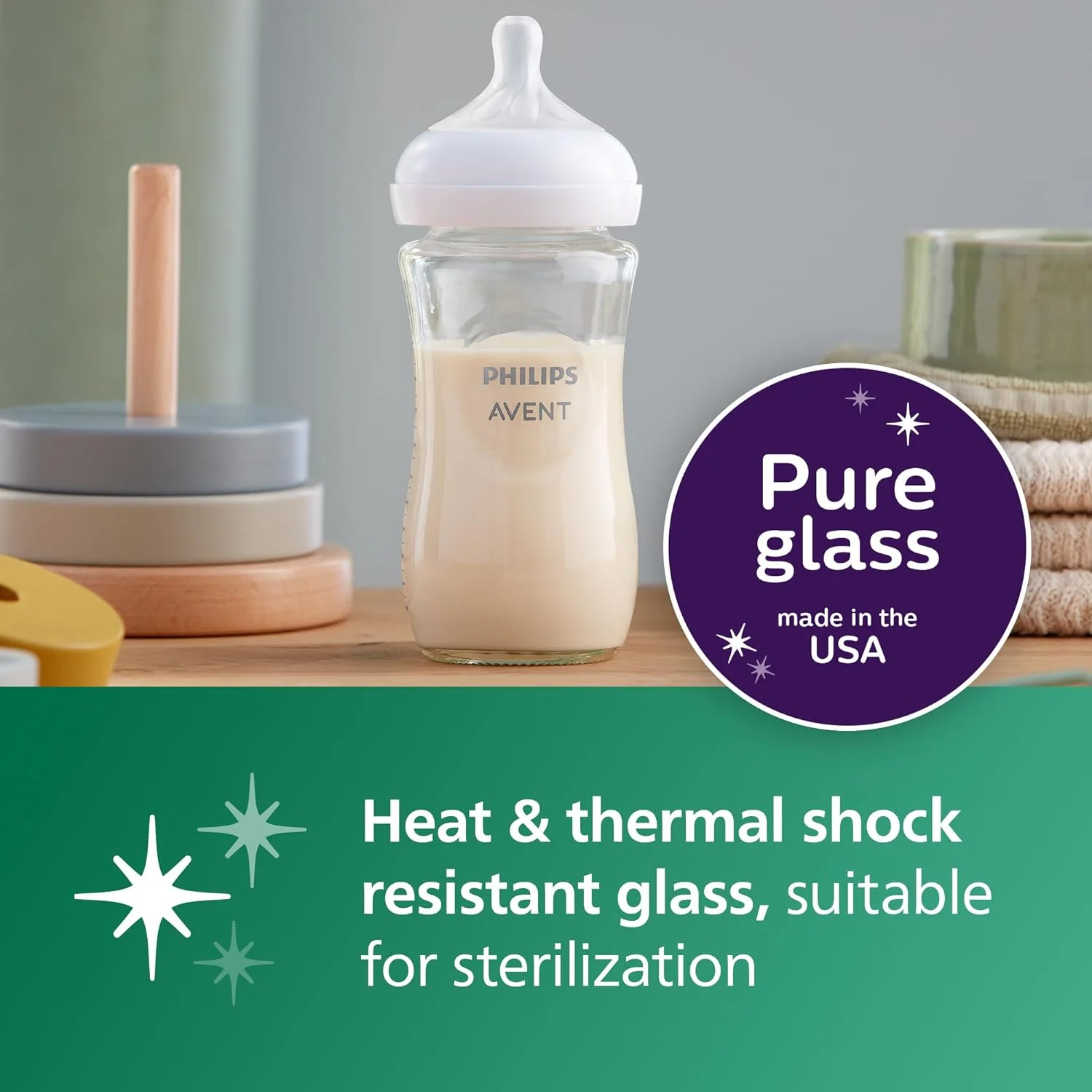 شیشه شیر نچرال شیشه ای اونت فیلیپس با سرشیشه Natural Response، 240 میلی لیتر، 2 عددی، SCY913/02 شیشه شیر نچرال شیشه ای اونت فیلیپس با سرشیشه Natural Response، 240 میلی لیتر، 2 عددی، SCY913/02