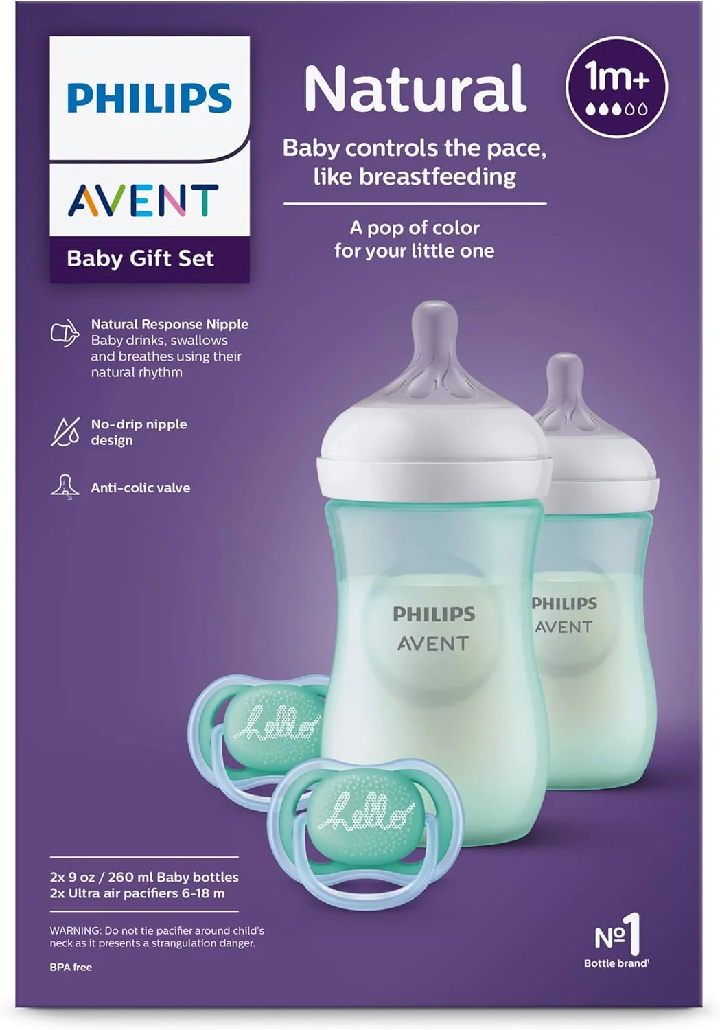 شیشه شیر نچرال اونت فیلیپس با سرشیشه Natural Response، ست هدیه نوزاد، آبی-سبز، مدل SCD837/02 شیشه شیر نچرال اونت فیلیپس با سرشیشه Natural Response، ست هدیه نوزاد، آبی-سبز، مدل SCD837/02