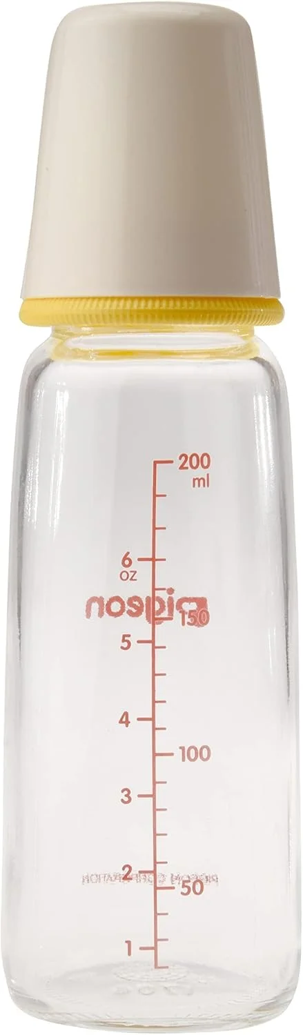 شیشه شیر پیرجن باریک گردن، درب سفید، سیلیکون فوق العاده نرم، ضد نفخ، فاقد BPA و BPS، 200 میلی لیتر، چند رنگ