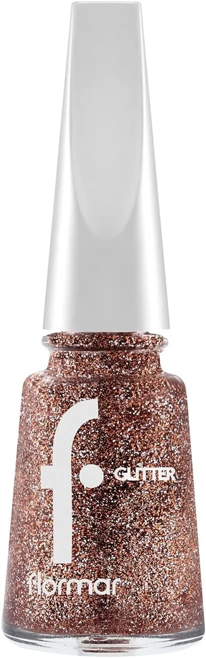لاک ناخن اکلیلی فلورمار مدل GLITTER FGNE NEW-43 رزگلد
