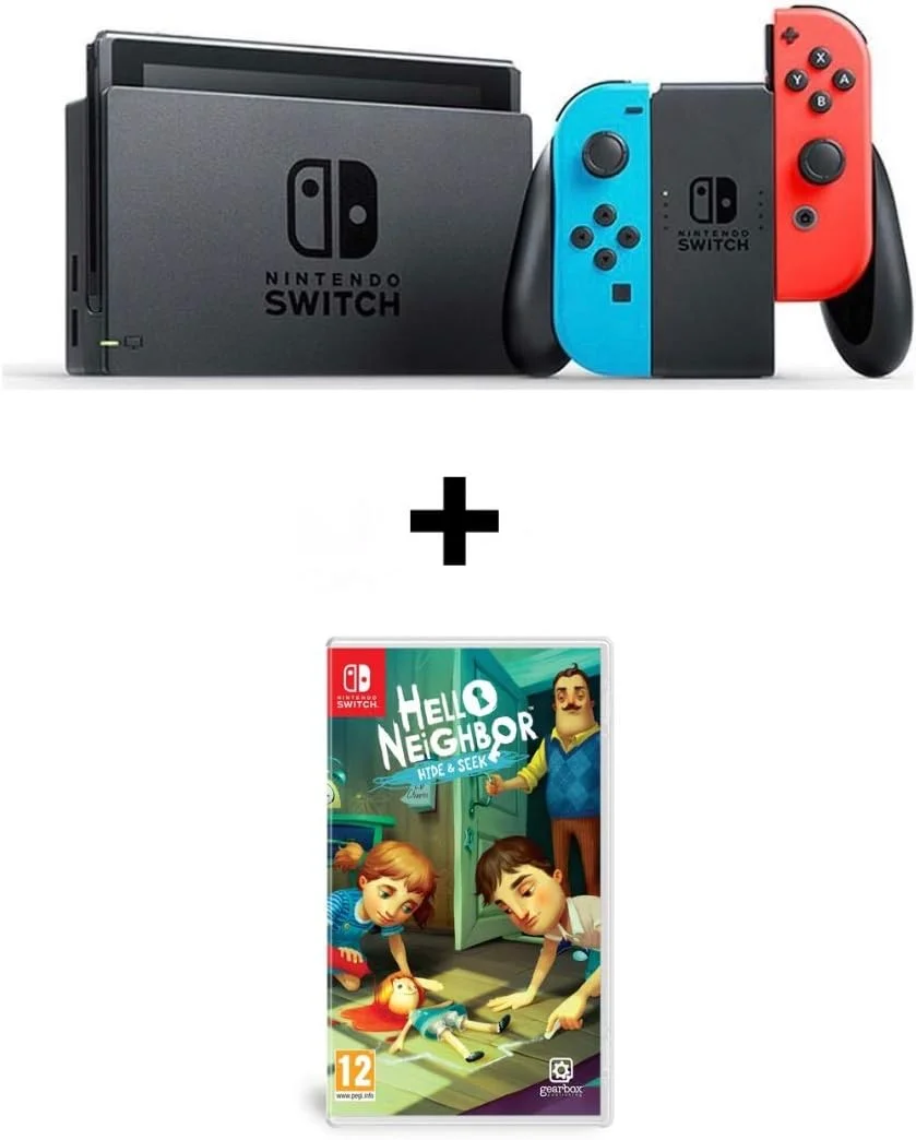 کنسول نینتندو سوییچ نئون آبی + Hello Neighbor