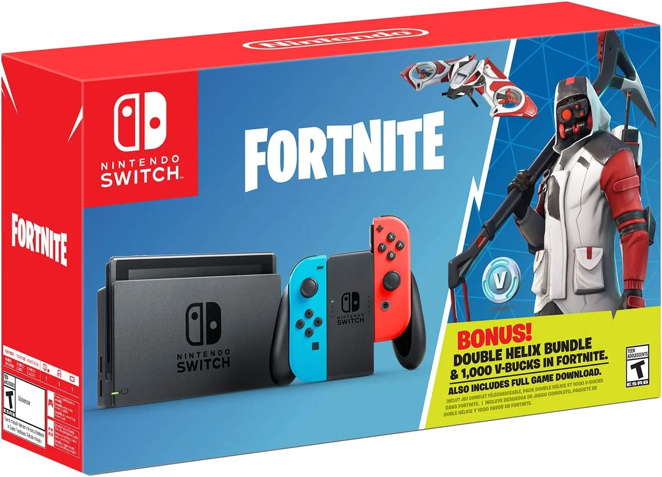 کنسول نینتندو سوییچ 32 گیگابایت - قرمز نئون و آبی با باندل Fortnite Deep Freeze