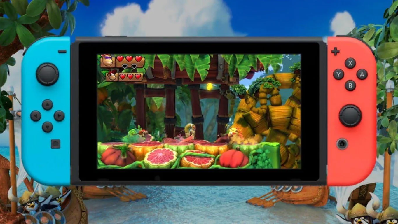 بسته نینتندو سوییچ نئون قرمز/آبی 32 گیگابایتی + Mario Kart 8 Deluxe + Donkey Kong: Tropical Freeze بسته نینتندو سوییچ نئون قرمز/آبی 32 گیگابایتی + Mario Kart 8 Deluxe + Donkey Kong: Tropical Freeze