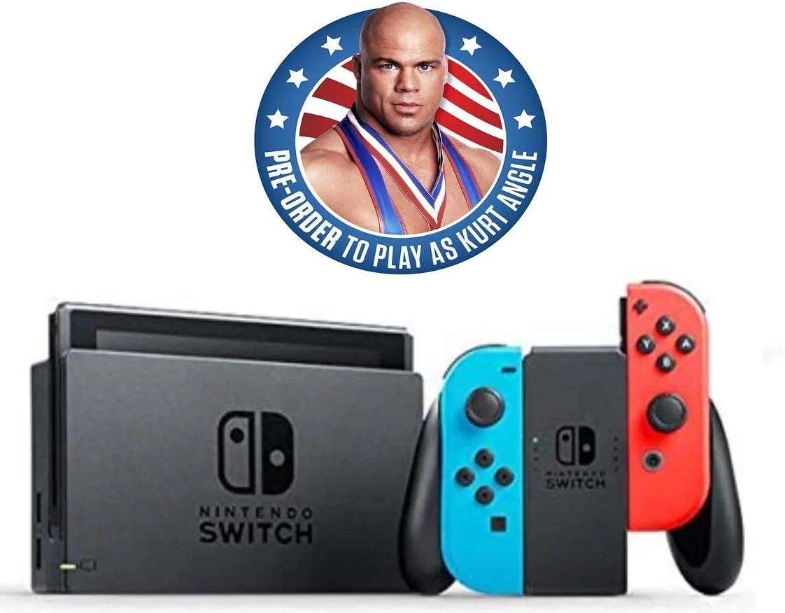 کنسول بازی نینتندو سوییچ 32 گیگابایت - قرمز نئون و آبی به همراه WWE2k18