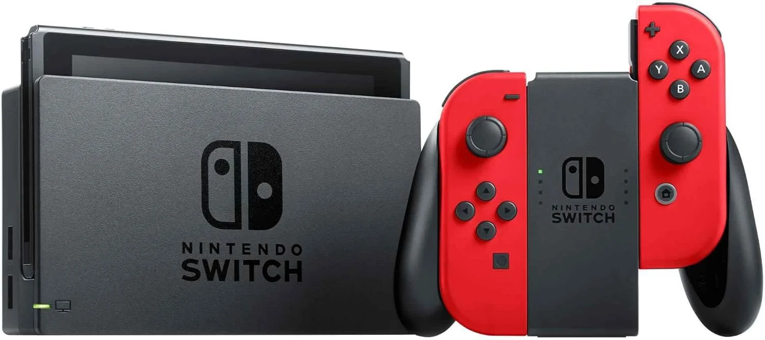 نینتندو سوییچ (قرمز) + کد دانلود Super Mario Odyssey + استیکرهای فیلم Super Mario Bros.