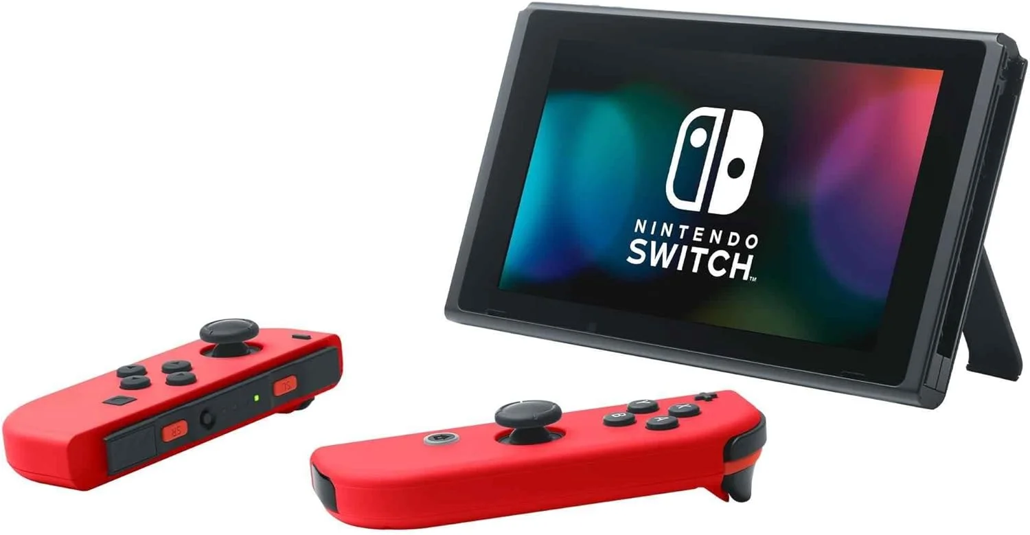 نینتندو سوییچ (قرمز) + کد دانلود Super Mario Odyssey + استیکرهای فیلم Super Mario Bros.