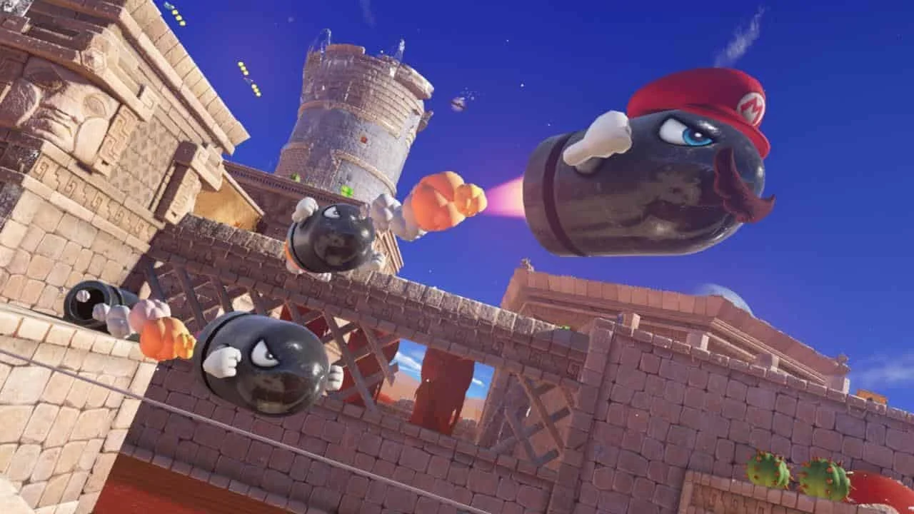 نینتندو سوییچ (قرمز) + کد دانلود Super Mario Odyssey + استیکرهای فیلم Super Mario Bros.