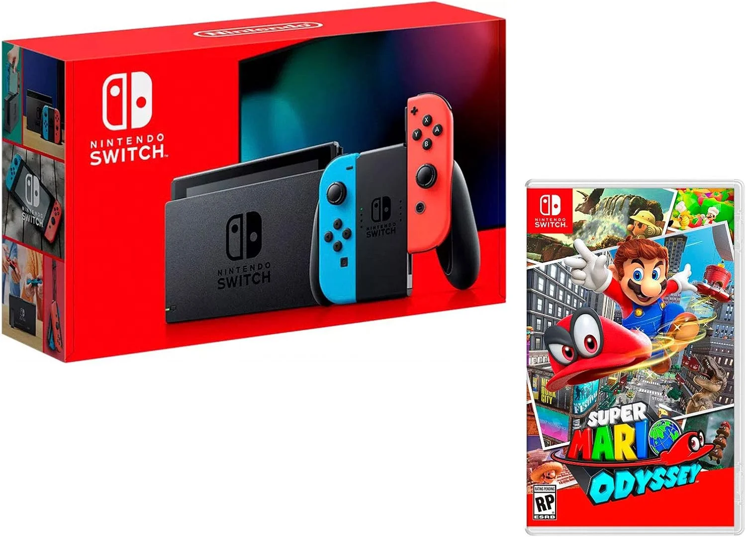 کنسول نینتندو سوییچ 32 گیگابایت نئون قرمز/نئون آبی + Super Mario Odyssey