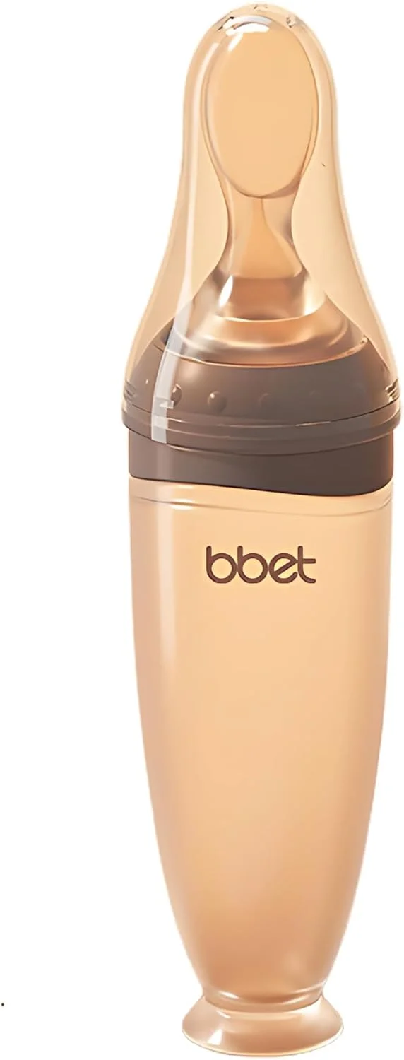 شیشه شیر غذاخوری سیلیکونی کودک Unyve با قاشق - 120 میلی لیتر، فیدر فشاری بدون BPA برای کودکان نوپا، ایده آل برای غذاهای نیمه جامد، غلات، پوره ها و طراحی ضد نفخ (خاکستری)