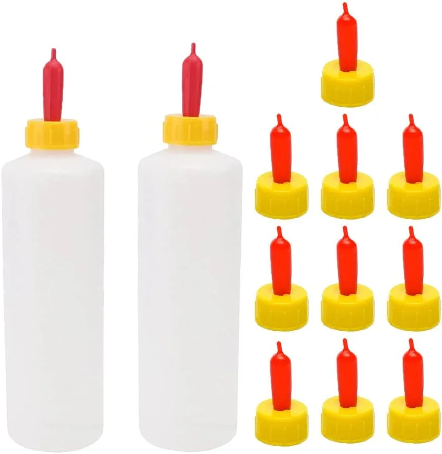 ست سرشیشه و بطری شیر بز WoYous، 12 عددی، سرپستانک کوچک حیوانات خانگی پریچارد، 2 عدد بطری شیر 400 میلی لیتری برای تغذیه گوسفند، بز، بره، توله سگ (سفید 12)