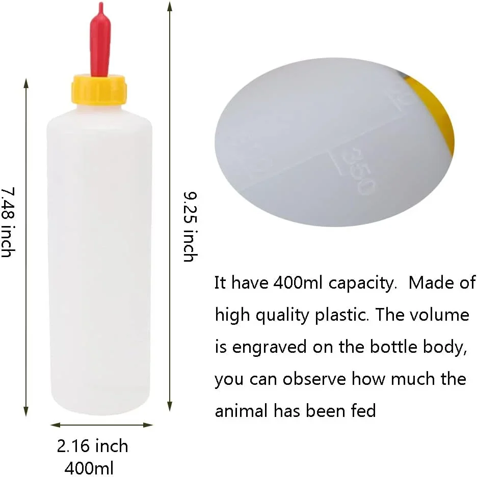 ست سرشیشه و بطری شیر بز WoYous، 12 عددی، سرپستانک کوچک حیوانات خانگی پریچارد، 2 عدد بطری شیر 400 میلی لیتری برای تغذیه گوسفند، بز، بره، توله سگ (سفید 12)
