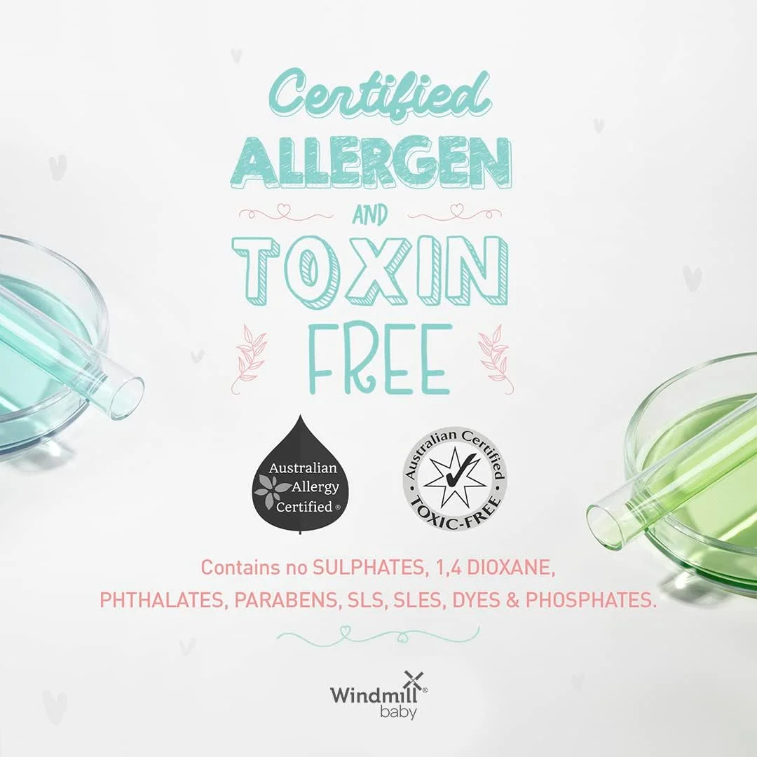 مایع پاک کننده شیشه شیر کودک Windmill baby، ضد حساسیت، طبیعی، بدون عطر، دارای گواهی USDA، برای سرشیشه، شیشه شیر، قطعات پمپ و موارد دیگر - 450 میلی لیتر