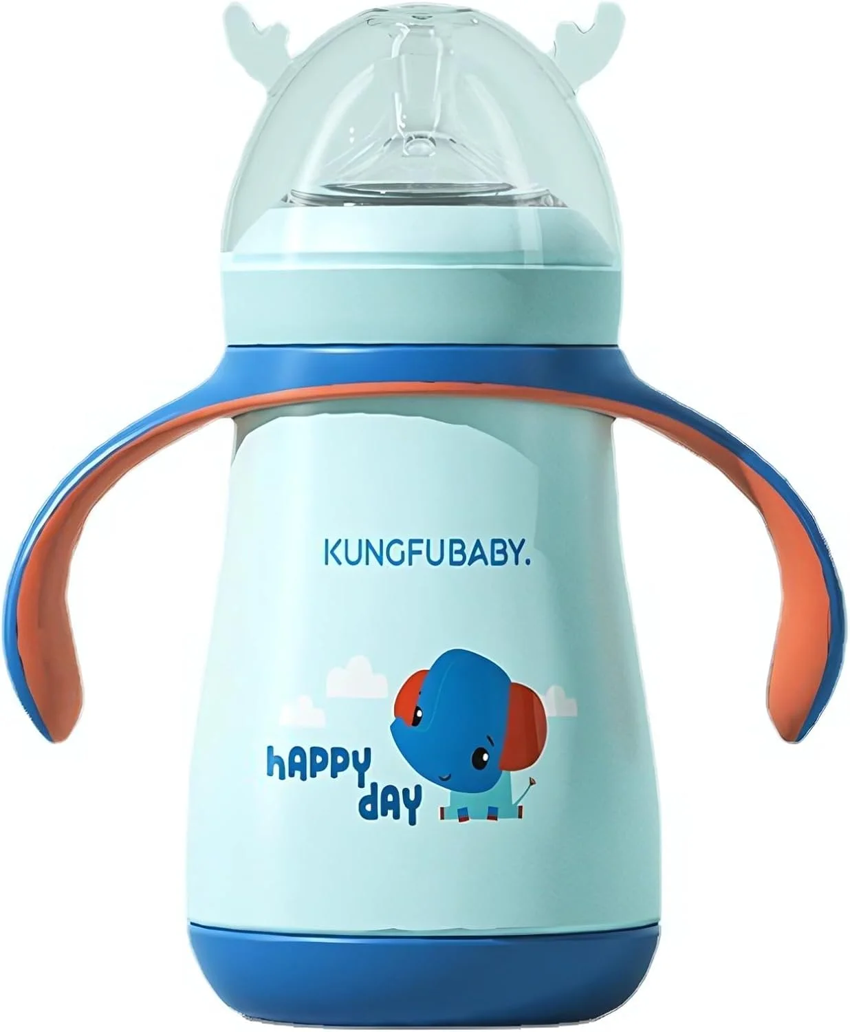 شیشه شیر کودک توییسو 3 در 1، بدون BPA، استیل ضد زنگ 316، 260 میلی لیتر - شیشه عایق نوشیدنی ها را به مدت 6-8 ساعت گرم نگه می دارد، ایده آل برای نوزادان و کودکان نوپا (آبی)