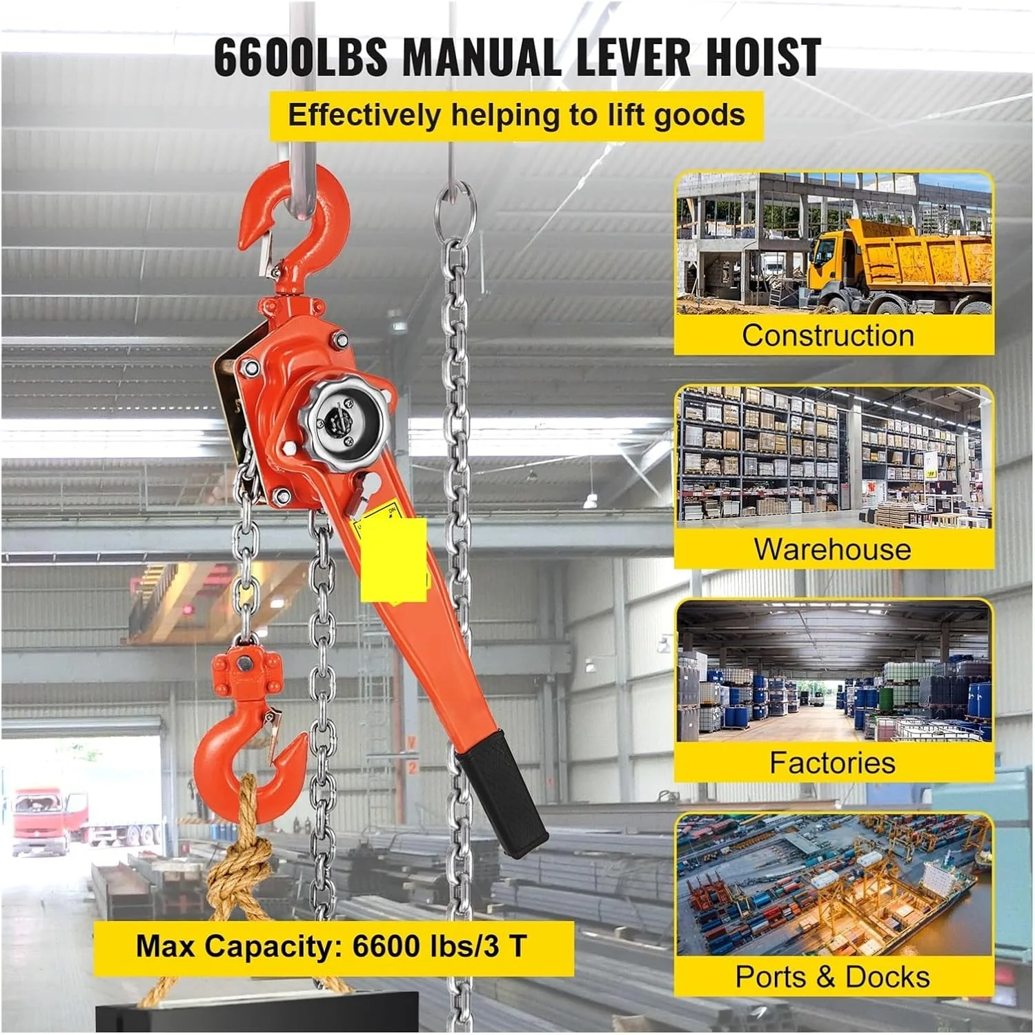 بالابر زنجیری اهرمی برقی DYDXFDSLF، بالابر زنجیری دستی جغجغه ای 3 تن / 1.5 تن 1.5 متری 3 متری 6 متری بلوک دستی قابل حمل برای بلند کردن با قلاب قرقره بالابر زنجیری اهرمی برقی DYDXFDSLF، بالابر زنجیری دستی جغجغه ای 3 تن / 1.5 تن 1.5 متری 3 متری 6 متری بلوک دستی قابل حمل برای بلند کردن با قلاب قرقره