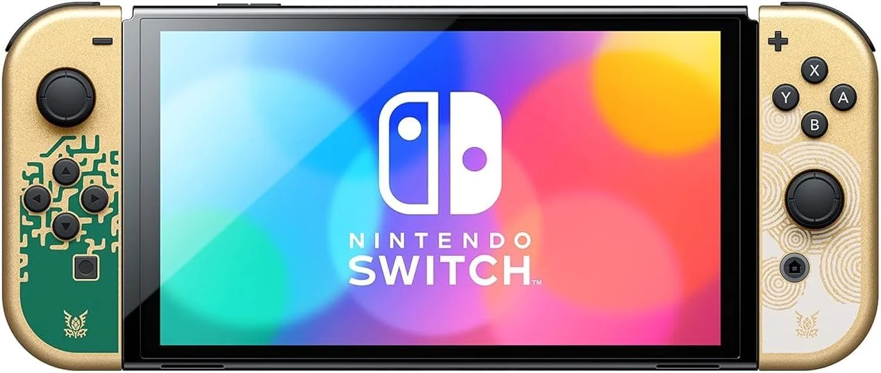 کنسول نینتندو سوییچ - مدل OLED: نسخه The Legend of Zelda: Tears of the Kingdom، کنترلر و داک نینتندو سوییچ با طرح The Legend of Zelda، نسخه ژاپنی، سازگار با منطقه ایالات متحده، شامل کنسول نینتندو سوییچ - مدل OLED: نسخه The Legend of Zelda: Tears of the Kingdom، کنترلر و داک نینتندو سوییچ با طرح The Legend of Zelda، نسخه ژاپنی، سازگار با منطقه ایالات متحده، شامل