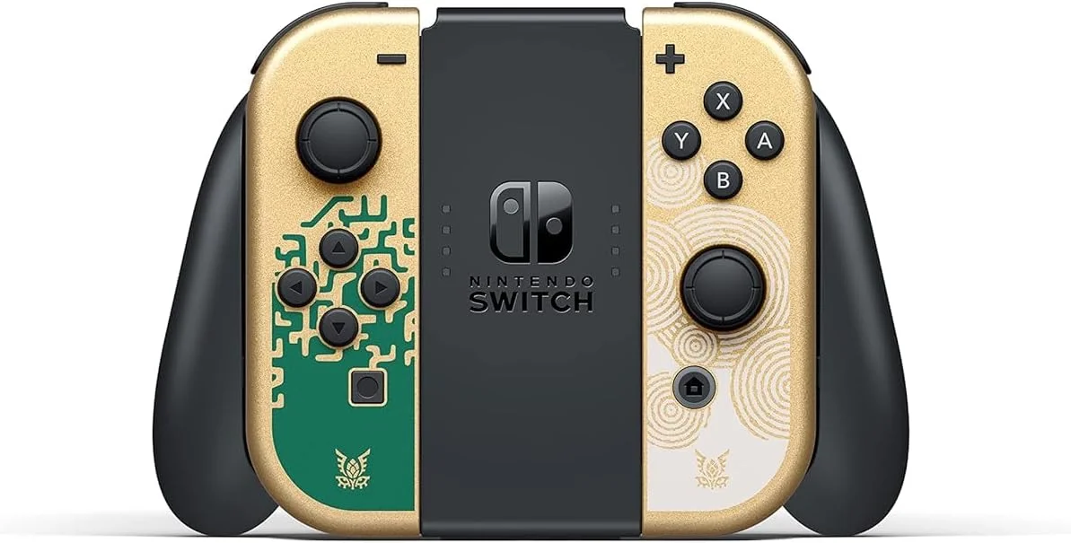 کنسول نینتندو سوییچ - مدل OLED: نسخه The Legend of Zelda: Tears of the Kingdom، کنترلر و داک نینتندو سوییچ با طرح The Legend of Zelda، نسخه ژاپنی، سازگار با منطقه ایالات متحده، شامل کنسول نینتندو سوییچ - مدل OLED: نسخه The Legend of Zelda: Tears of the Kingdom، کنترلر و داک نینتندو سوییچ با طرح The Legend of Zelda، نسخه ژاپنی، سازگار با منطقه ایالات متحده، شامل