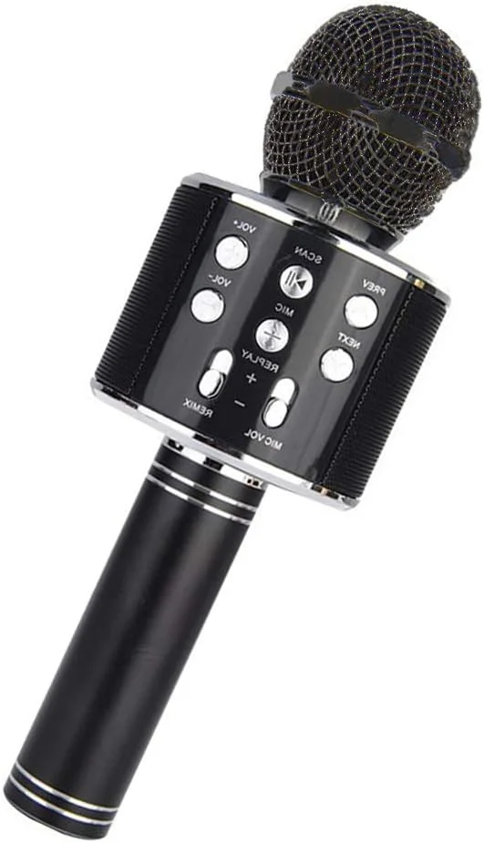 میکروفون کارائوکه بلوتوث بی سیم AWH، دستگاه اسپیکر میکروفون کارائوکه دستی قابل حمل 3 در 1، دستگاه کارائوکه برای کودکان، میکروفون دستگاه آواز مهمانی خانگی، مهمانی تولد، بهترین هدیه برای کودکان (مشکی)