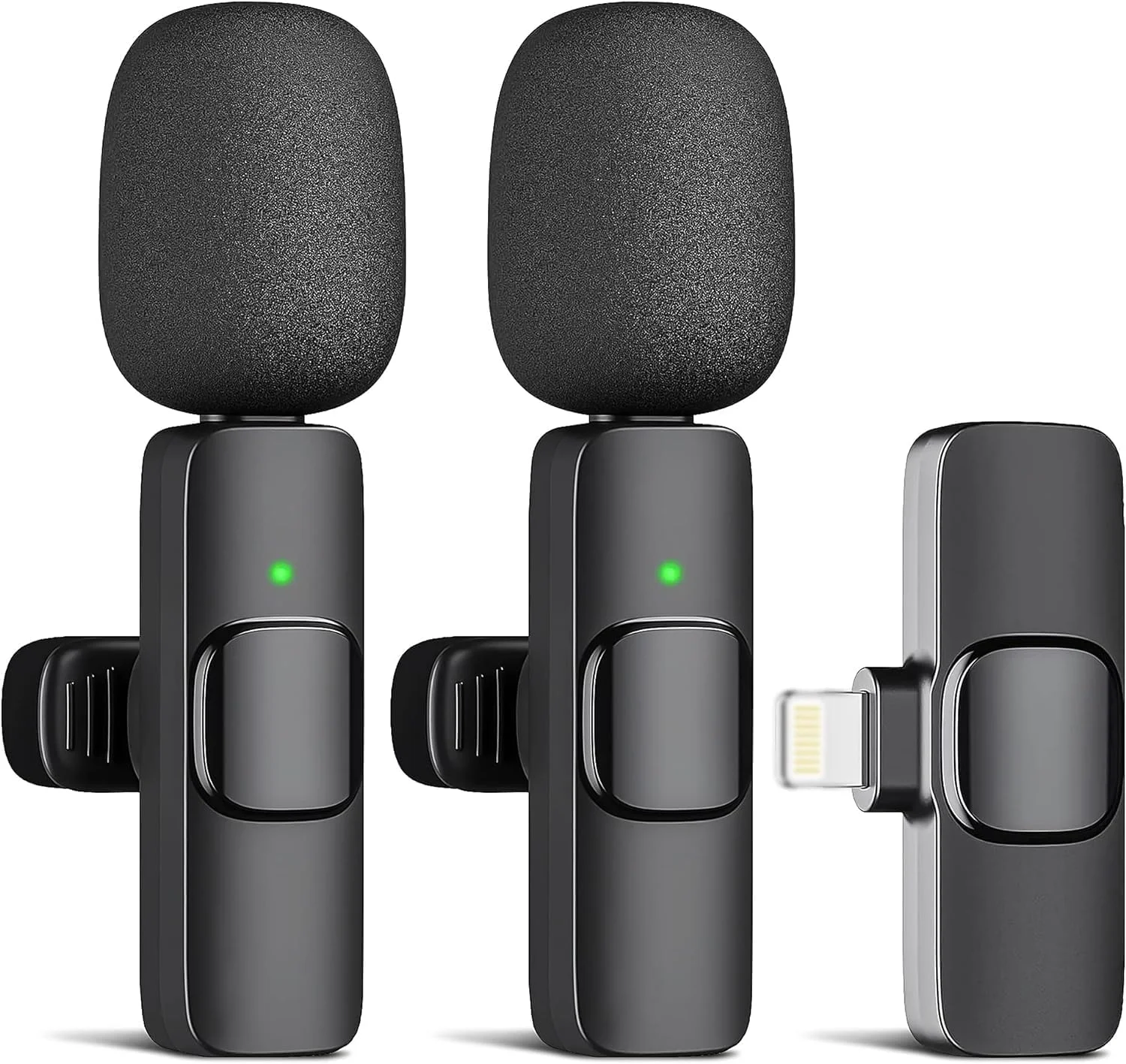 میکروفون بی سیم AWH برای آیفون و آیپد - میکروفون های یقه ای بی سیم دوگانه حرفه ای صدای واضح تری ارائه می دهند - میکروفون های مینی جمع و جور و قابل حمل - عملکرد بهبود یافته در طراحی مشکی شیک