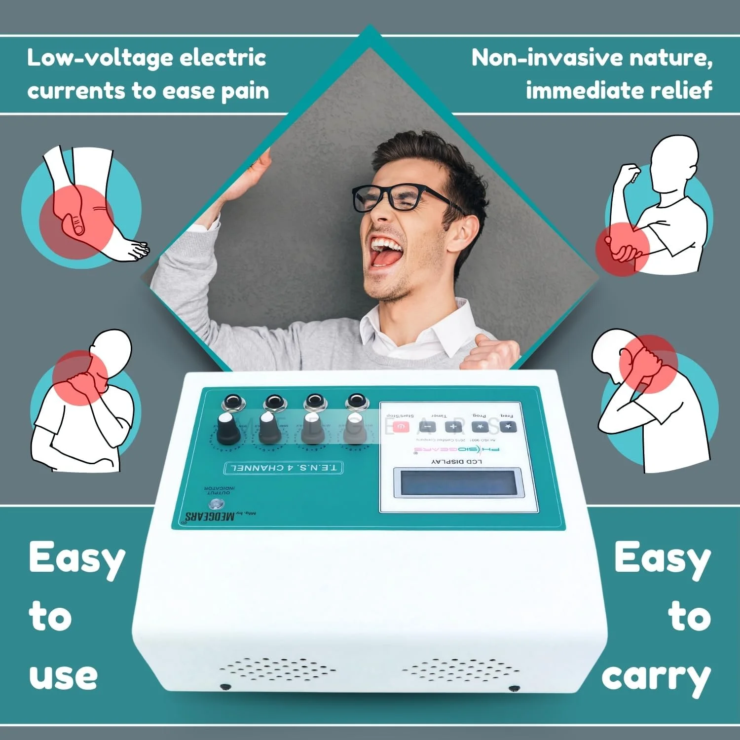 دستگاه فیزیوتراپی تنس 4 کانال LCD مدل Physiogears دستگاه فیزیوتراپی تنس 4 کانال LCD مدل Physiogears