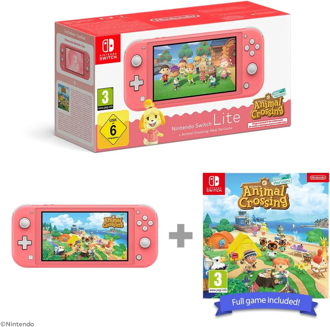 کنسول نینتندو سوییچ لایت (مرجانی) + بازی Animal Crossing New Horizons
