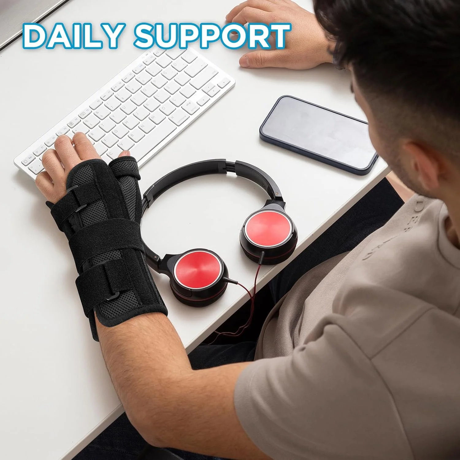 مچ بند طبی NEENCA برای تونل کارپال، مچ بند قابل تنظیم با آتل برای آرتروز، تاندونیت، رگ به رگ شدن، آسیب دیدگی، درد مچ دست (XL/XXL/XXXL، دست چپ با شست)