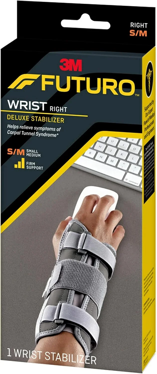 مچ بند طبی فوتورو مدل Deluxe مناسب دست راست سایز S/M، یک عدد در بسته | رنگ خاکستری | کد 09090ENT | کمک به تسکین علائم درد | پشتیبانی محکم | محافظ مچ