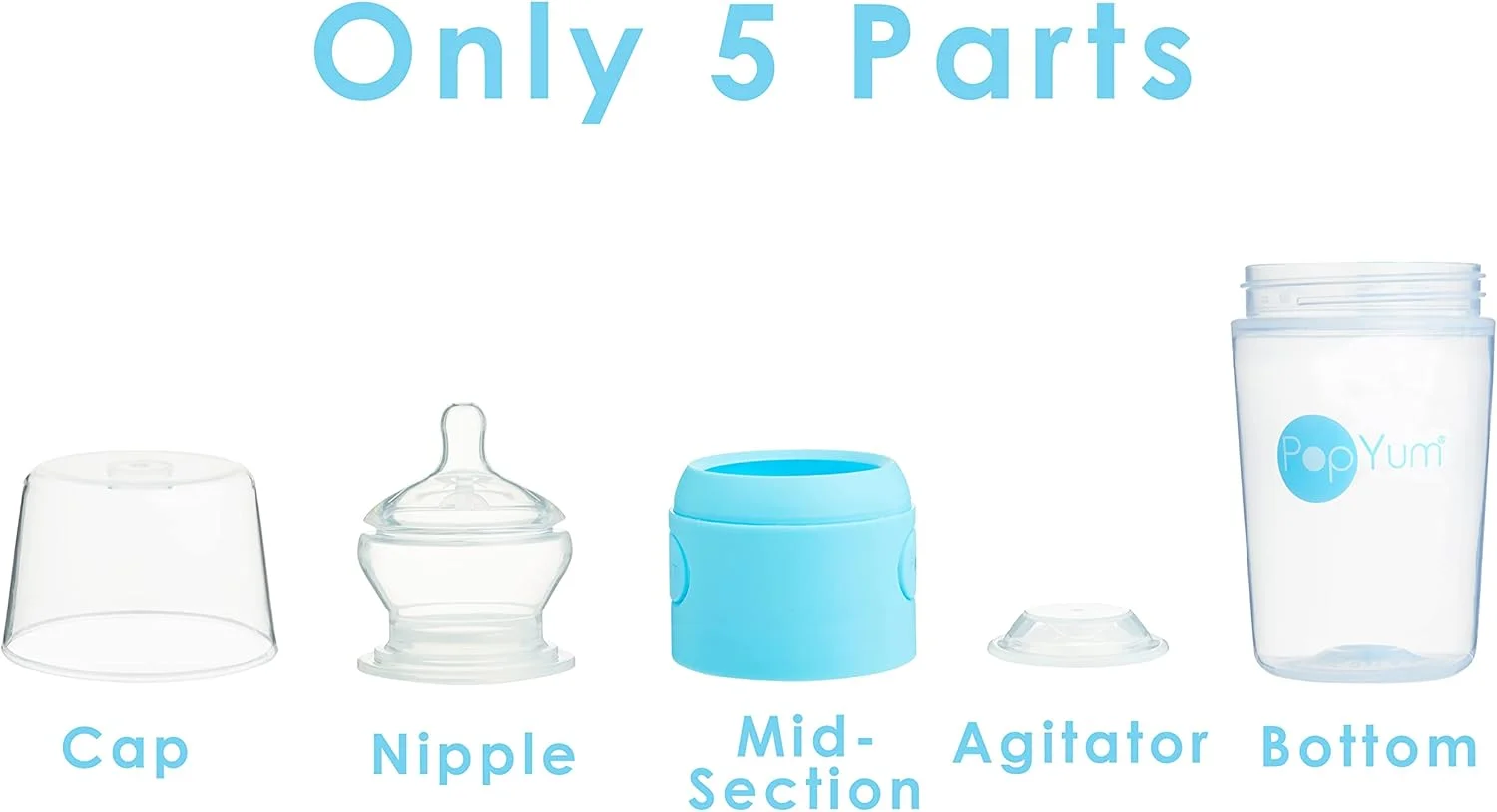 شیشه شیر ضد نفخ و مخلوط کننده شیر خشک آبی 260 میلی لیتری PopYum، بسته 3 عددی با سرشیشه سایز 2 جریان متوسط، فاقد BPA و با قفل طبیعی شیشه شیر ضد نفخ و مخلوط کننده شیر خشک آبی 260 میلی لیتری PopYum، بسته 3 عددی با سرشیشه سایز 2 جریان متوسط، فاقد BPA و با قفل طبیعی