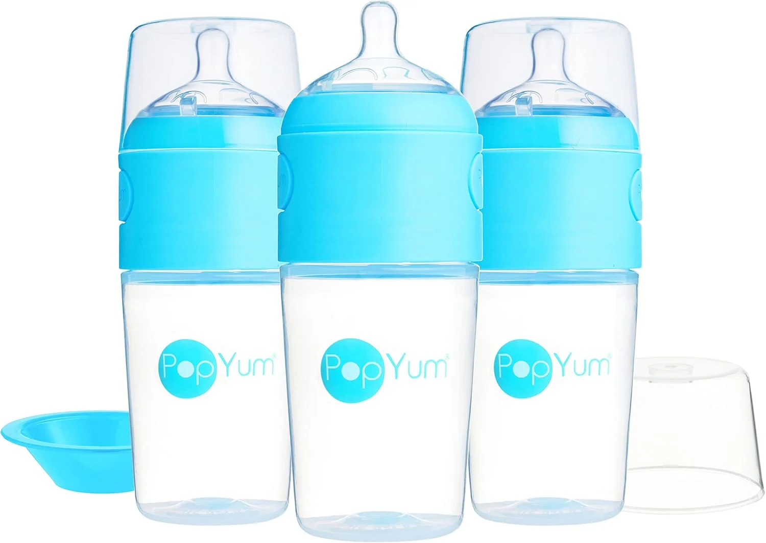 شیشه شیر ضد نفخ و مخلوط کننده شیر خشک آبی 260 میلی لیتری PopYum، بسته 3 عددی با سرشیشه سایز 2 جریان متوسط، فاقد BPA و با قفل طبیعی شیشه شیر ضد نفخ و مخلوط کننده شیر خشک آبی 260 میلی لیتری PopYum، بسته 3 عددی با سرشیشه سایز 2 جریان متوسط، فاقد BPA و با قفل طبیعی