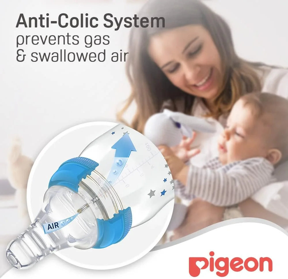 شیشه شیر نوزاد باریک گردن Pigeon، پلاستیکی، با سرشیشه سیلیکونی فوق العاده نرم، ضد نفخ، فاقد BPA و BPS، 0+ ماه، رنگ های متنوع، 150 میلی لیتر شیشه شیر نوزاد باریک گردن Pigeon، پلاستیکی، با سرشیشه سیلیکونی فوق العاده نرم، ضد نفخ، فاقد BPA و BPS، 0+ ماه، رنگ های متنوع، 150 میلی لیتر