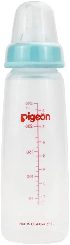 شیشه شیر پلاستیکی باریک گردن Pigeon، درب شفاف، سرشیشه سیلیکونی فوق العاده نرم، ضد نفخ، فاقد BPA و BPS، 4+ ماه، متنوع، 240 میلی لیتر شیشه شیر پلاستیکی باریک گردن Pigeon، درب شفاف، سرشیشه سیلیکونی فوق العاده نرم، ضد نفخ، فاقد BPA و BPS، 4+ ماه، متنوع، 240 میلی لیتر