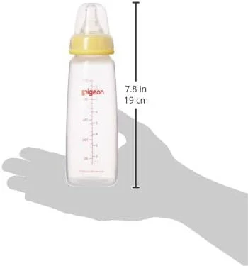 شیشه شیر پلاستیکی باریک گردن Pigeon، درب شفاف، سرشیشه سیلیکونی فوق العاده نرم، ضد نفخ، فاقد BPA و BPS، 4+ ماه، متنوع، 240 میلی لیتر شیشه شیر پلاستیکی باریک گردن Pigeon، درب شفاف، سرشیشه سیلیکونی فوق العاده نرم، ضد نفخ، فاقد BPA و BPS، 4+ ماه، متنوع، 240 میلی لیتر