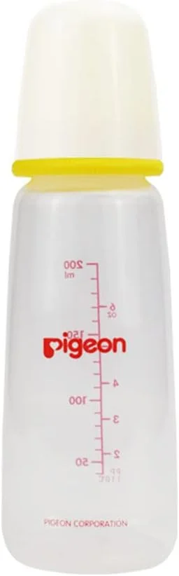 شیشه شیر باریک گردن Pigeon با سرشیشه سیلیکونی فوق العاده نرم و بطری پلاستیکی بدون BPA، رنگ های متنوع، 200 میلی لیتر