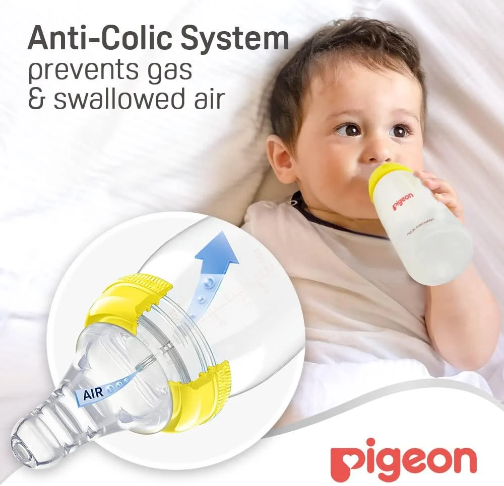 شیشه شیر باریک گردن Pigeon با سرشیشه سیلیکونی فوق العاده نرم و بطری پلاستیکی بدون BPA، رنگ های متنوع، 200 میلی لیتر شیشه شیر باریک گردن Pigeon با سرشیشه سیلیکونی فوق العاده نرم و بطری پلاستیکی بدون BPA، رنگ های متنوع، 200 میلی لیتر