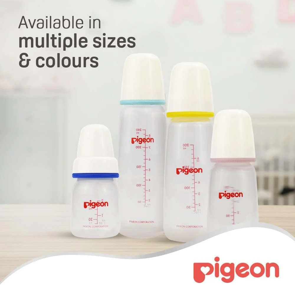 شیشه شیر پلاستیکی گردن باریک Pigeon، درب سفید، سرشیشه سیلیکونی فوق العاده نرم، ضد کولیک، فاقد BPA و BPS، 240 میلی لیتر شیشه شیر پلاستیکی گردن باریک Pigeon، درب سفید، سرشیشه سیلیکونی فوق العاده نرم، ضد کولیک، فاقد BPA و BPS، 240 میلی لیتر