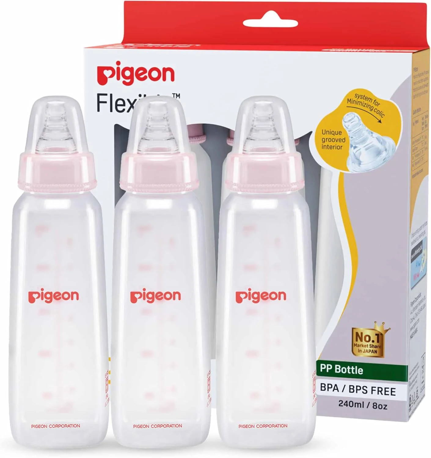 شیشه شیر پلاستیکی پیرستالتیک Pigeon KPP L، مناسب برای نوزادان 9+ ماه، فاقد BPA، فاقد BPS، پایه مربعی، صورتی، 240 میلی لیتر، بسته 3 عددی شیشه شیر پلاستیکی پیرستالتیک Pigeon KPP L، مناسب برای نوزادان 9+ ماه، فاقد BPA، فاقد BPS، پایه مربعی، صورتی، 240 میلی لیتر، بسته 3 عددی
