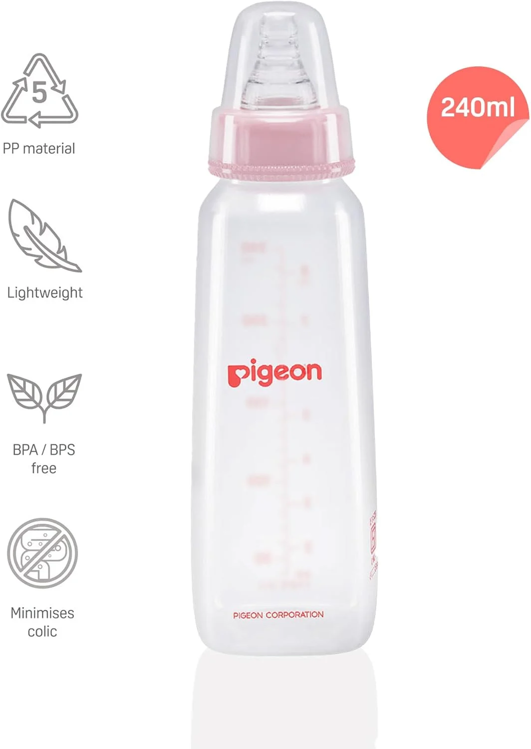 شیشه شیر پلاستیکی پیرستالتیک Pigeon KPP L، مناسب برای نوزادان 9+ ماه، فاقد BPA، فاقد BPS، پایه مربعی، صورتی، 240 میلی لیتر، بسته 3 عددی شیشه شیر پلاستیکی پیرستالتیک Pigeon KPP L، مناسب برای نوزادان 9+ ماه، فاقد BPA، فاقد BPS، پایه مربعی، صورتی، 240 میلی لیتر، بسته 3 عددی