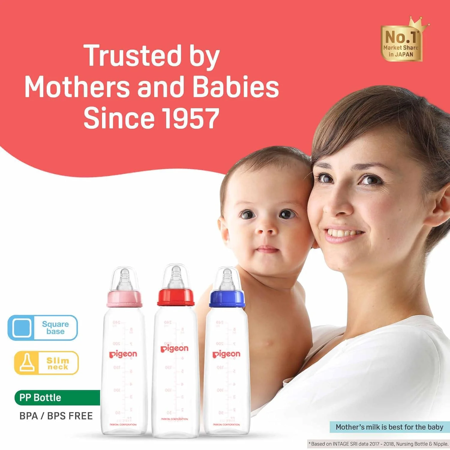 شیشه شیر نوزاد پیژن با سرشیشه پره ای KPP سایز L، مناسب برای نوزادان 9+ ماه، فاقد BPA و BPS، آبی و سفید، 240 میلی لیتر، بسته 2 عددی