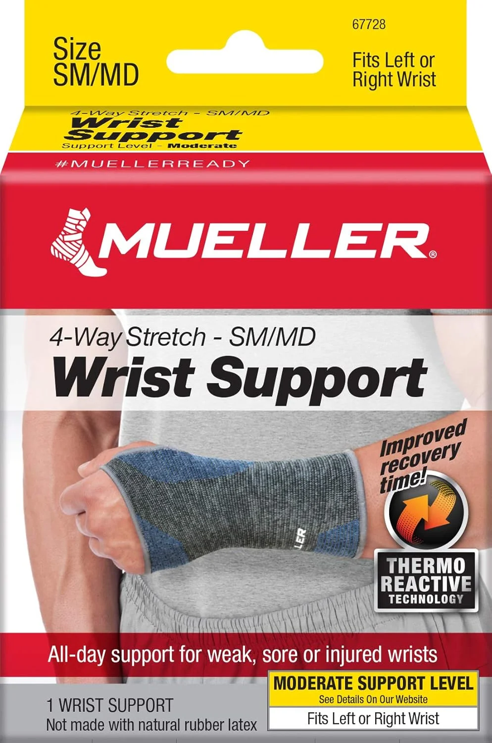 مچ بند کشی چهار طرفه بافتنی پریمیوم Mueller با فناوری ترمو راکتیو، سایز کوچک/متوسط، مشکی