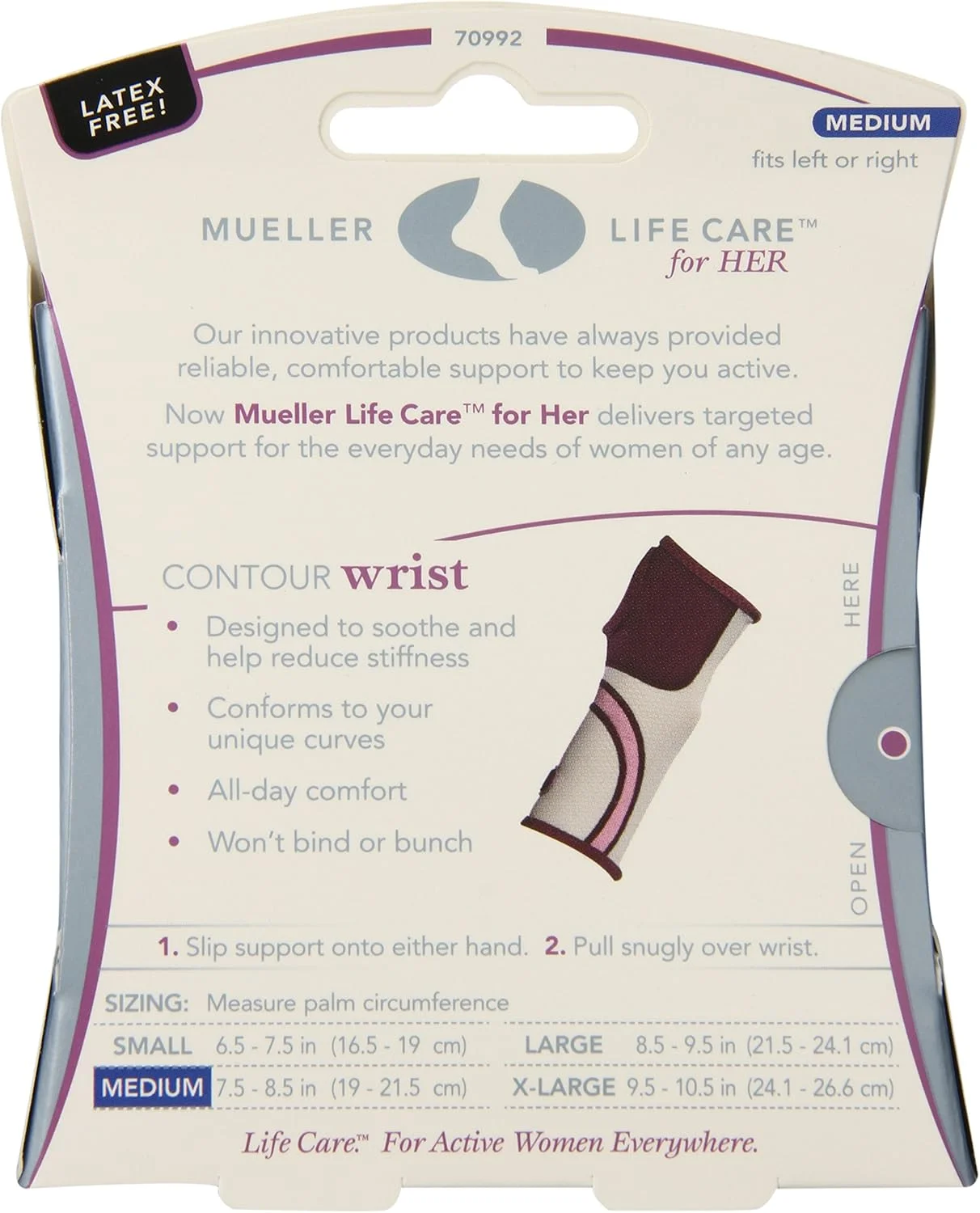 مچ بند طبی زنانه Mueller Lifecare مدل Contour، رنگ آلویی، سایز مدیوم