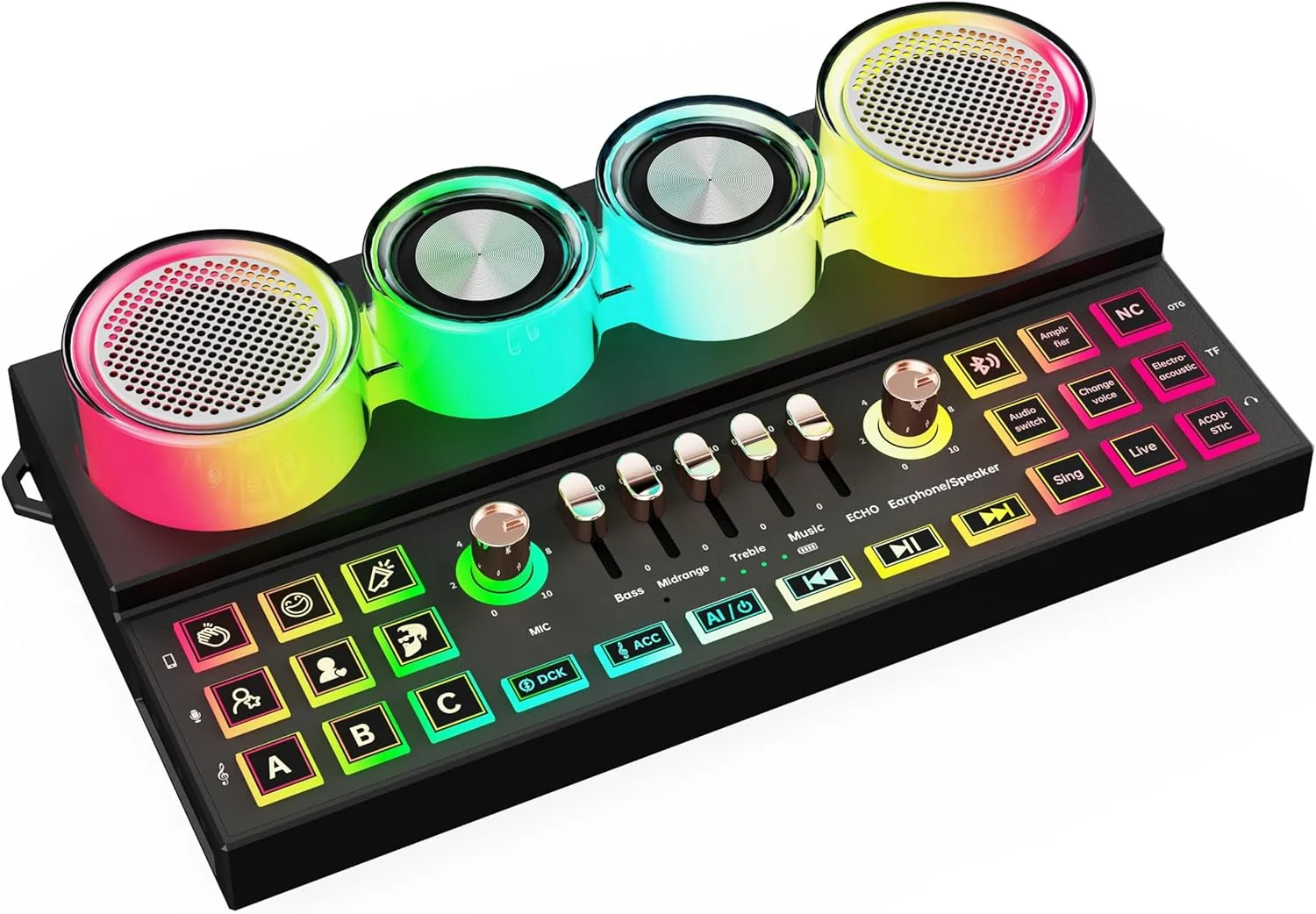 میکسر صوتی Porodo Soundtec C21 با میکروفون بی سیم - مشکی