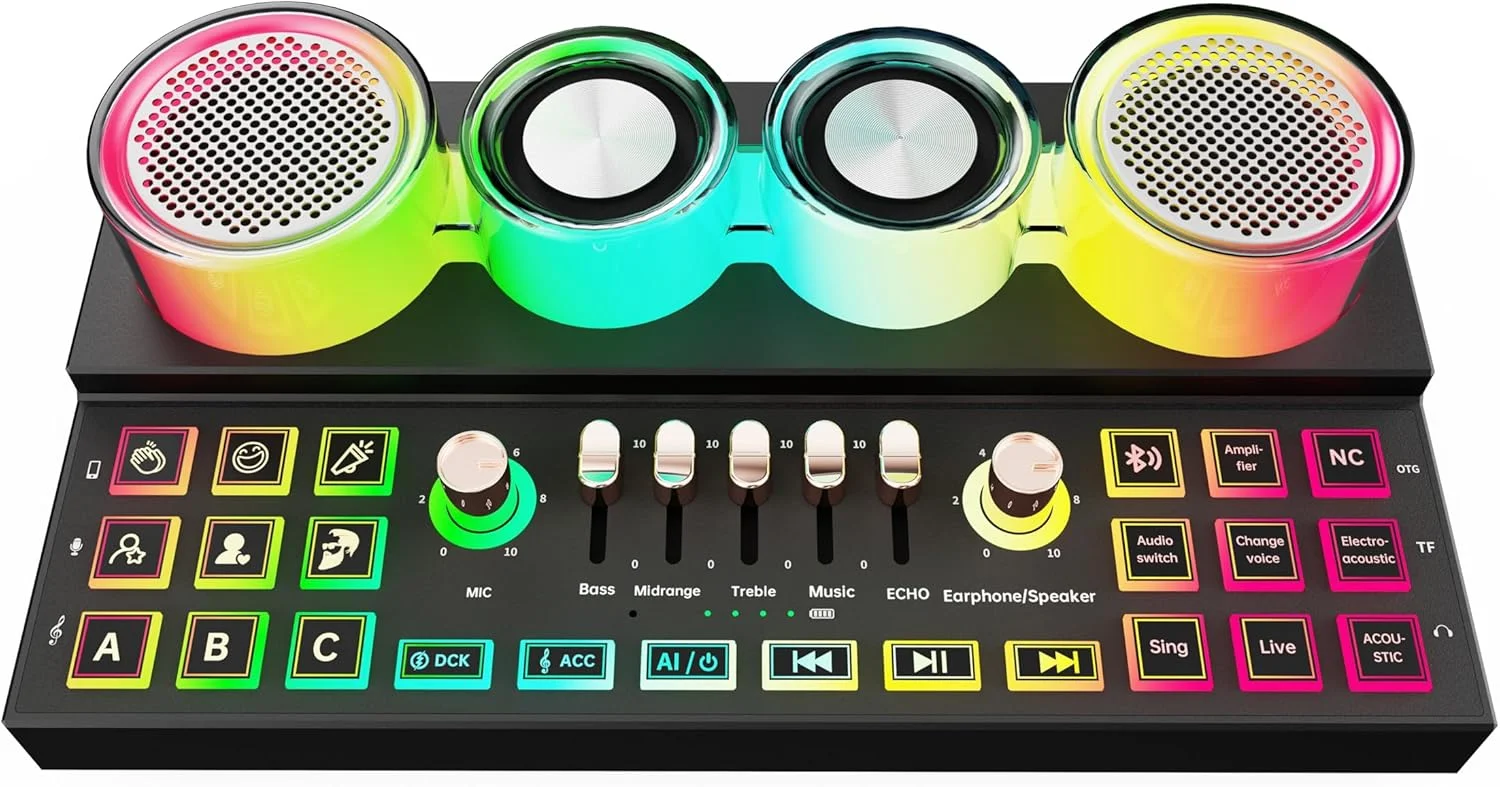 میکسر صوتی Porodo Soundtec C21 با میکروفون بی سیم - مشکی میکسر صوتی Porodo Soundtec C21 با میکروفون بی سیم - مشکی