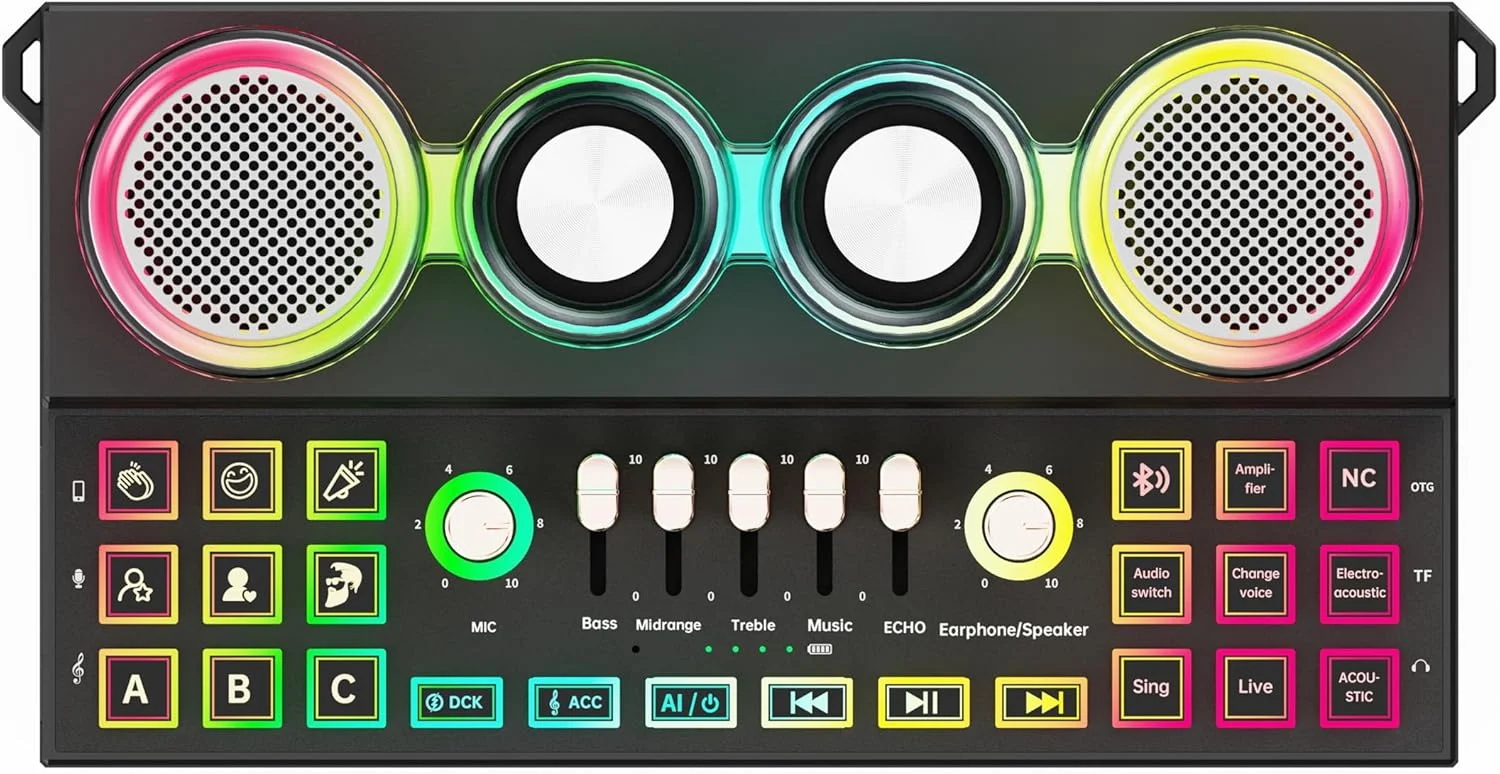 میکسر صوتی Porodo Soundtec C21 با میکروفون بی سیم - مشکی میکسر صوتی Porodo Soundtec C21 با میکروفون بی سیم - مشکی
