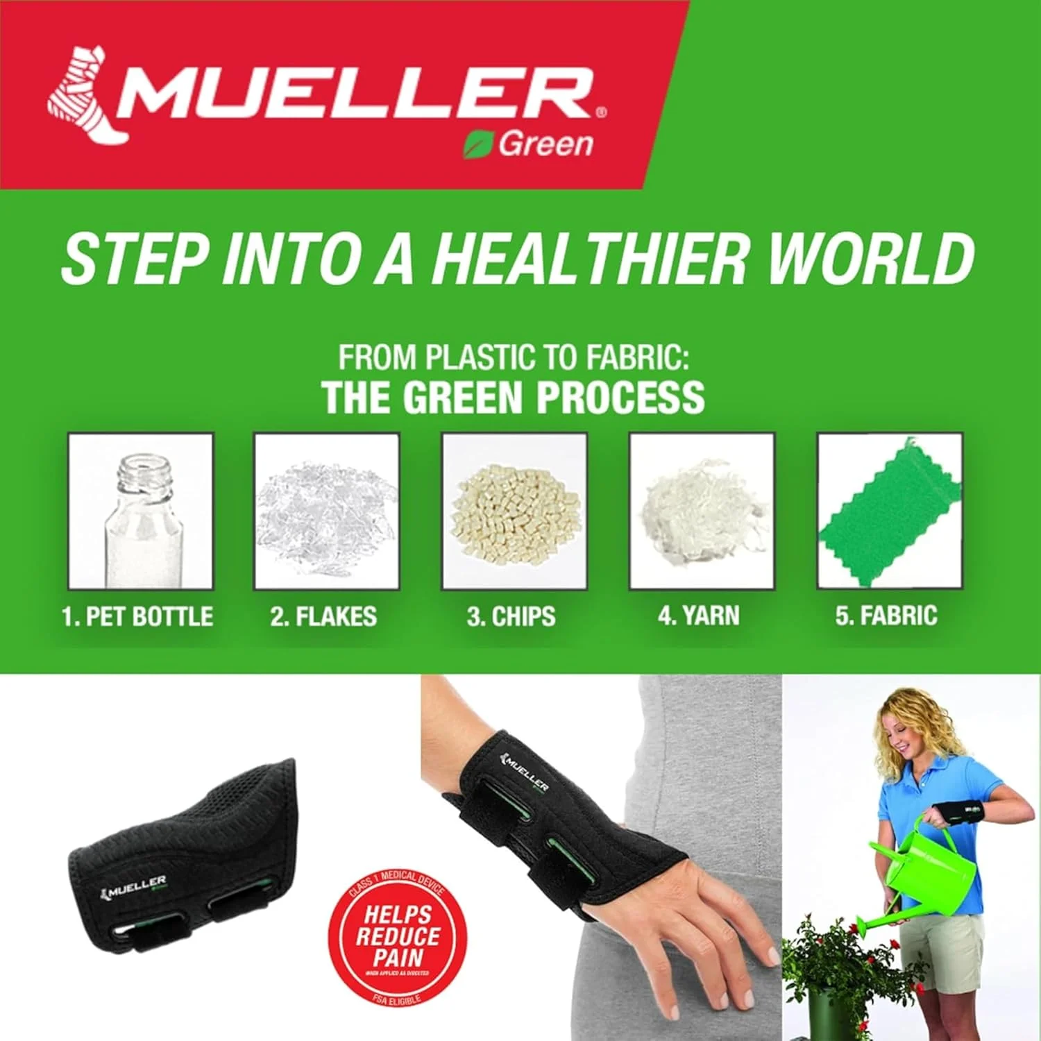 مچ بند طبی فیت شده Mueller، مشکی، راست، سایز کوچک/متوسط، مشکی/سبز