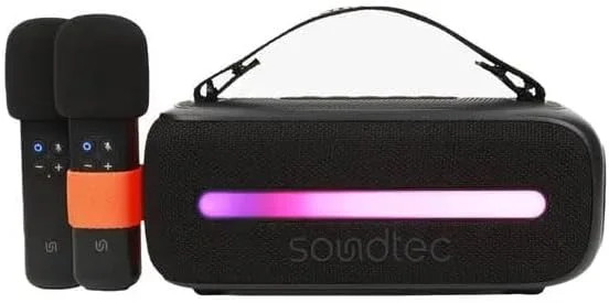 اسپیکر 14 واتی Porodo Soundtec با میکروفون بی سیم دوگانه - مشکی اسپیکر 14 واتی Porodo Soundtec با میکروفون بی سیم دوگانه - مشکی