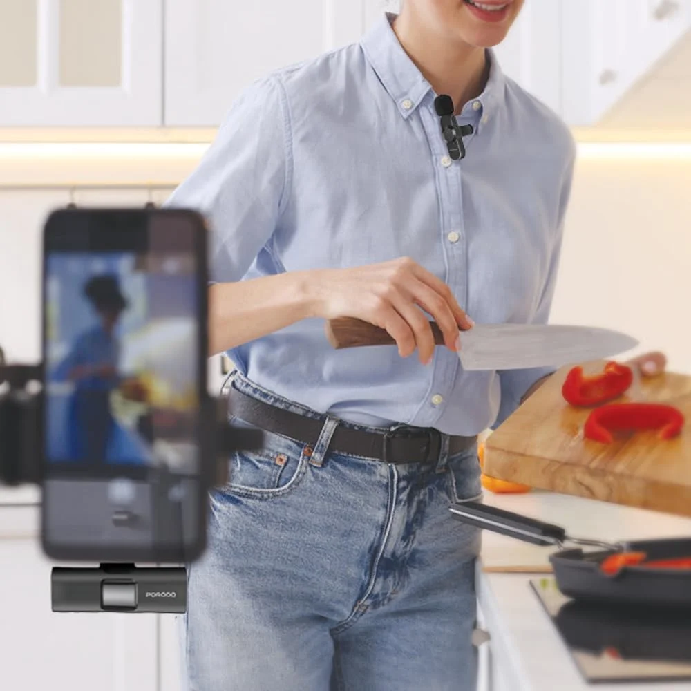 میکروفون یقهای Porodo Audix با اتصال Type-C و Lightning، 3 ساعت زمان کارکرد، ریورب دقیق، راهاندازی بیسیم فوری، فناوری جفتسازی خودکار، صدای شفاف و کریستالی - مشکی میکروفون یقهای Porodo Audix با اتصال Type-C و Lightning، 3 ساعت زمان کارکرد، ریورب دقیق، راهاندازی بیسیم فوری، فناوری جفتسازی خودکار، صدای شفاف و کریستالی - مشکی