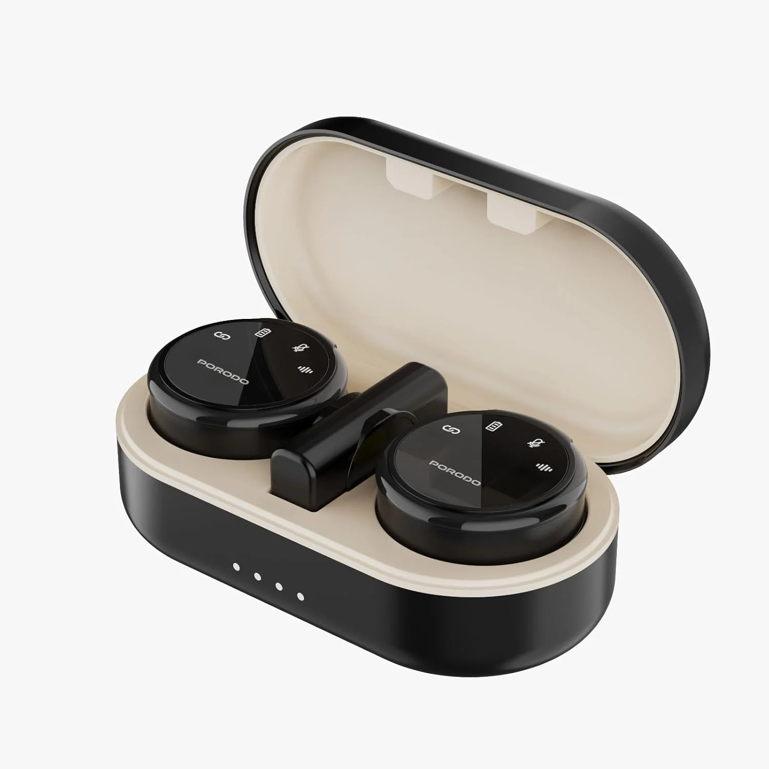 میکروفون بی سیم دوگانه Porodo با جعبه شارژ و گیرنده، گیره های مغناطیسی، تاخیر کم، 24 ساعت زمان کار، کانکتور Type-C و آداپتور سر لایتنینگ، قابل حمل و سبک - مشکی میکروفون بی سیم دوگانه Porodo با جعبه شارژ و گیرنده، گیره های مغناطیسی، تاخیر کم، 24 ساعت زمان کار، کانکتور Type-C و آداپتور سر لایتنینگ، قابل حمل و سبک - مشکی