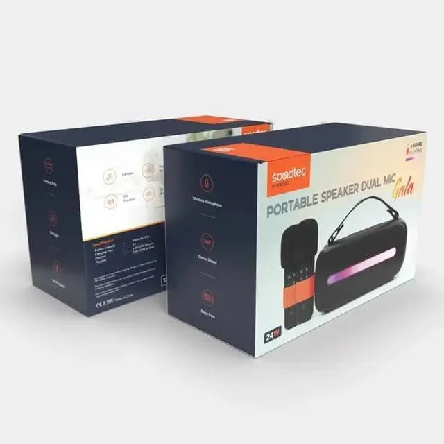 اسپیکر 14 واتی Porodo Soundtec با میکروفون بی سیم دوگانه - مشکی اسپیکر 14 واتی Porodo Soundtec با میکروفون بی سیم دوگانه - مشکی