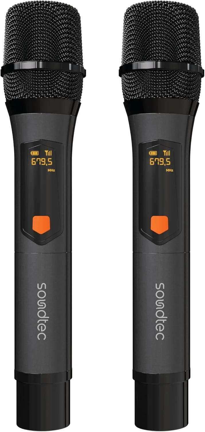 میکروفون بیسیم آلومینیومی قابل شارژ Porodo Soundtec Duo با دو میکروفون، نوع اتصال مونو 6.3 میلیمتری، 2 باتری 800 میلیآمپر ساعتی، 4.5 ساعت زمان کار، روشهای تنظیم DSP، 2 کانال، فاصله دریافت 25 متری - مشکی میکروفون بیسیم آلومینیومی قابل شارژ Porodo Soundtec Duo با دو میکروفون، نوع اتصال مونو 6.3 میلیمتری، 2 باتری 800 میلیآمپر ساعتی، 4.5 ساعت زمان کار، روشهای تنظیم DSP، 2 کانال، فاصله دریافت 25 متری - مشکی