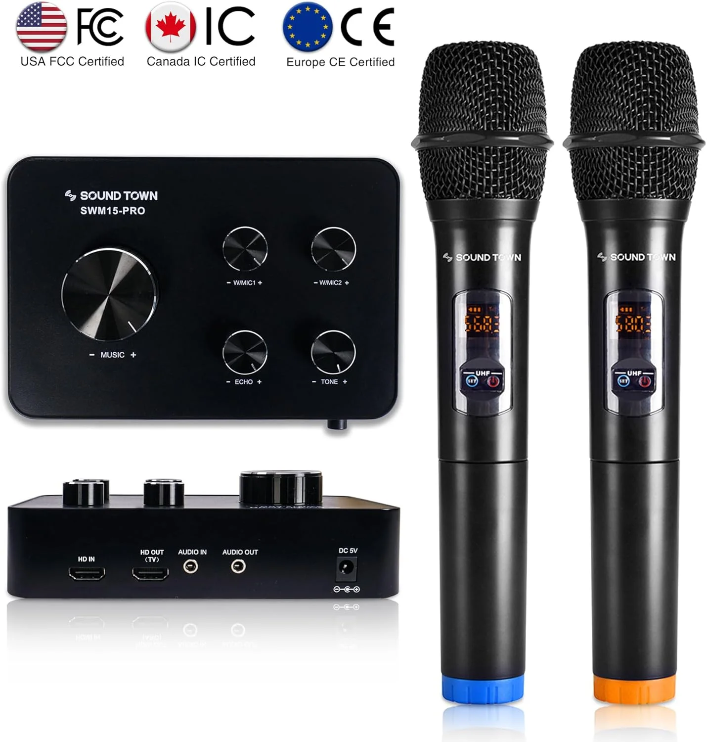 سیستم میکروفون کارائوکه بی سیم 16 کاناله و میکسر Sound Town با بلوتوث، HDMI ARC، AUX، پشتیبانی از تلویزیون هوشمند با خروجی HDMI (SWM15-PRO) سیستم میکروفون کارائوکه بی سیم 16 کاناله و میکسر Sound Town با بلوتوث، HDMI ARC، AUX، پشتیبانی از تلویزیون هوشمند با خروجی HDMI (SWM15-PRO)